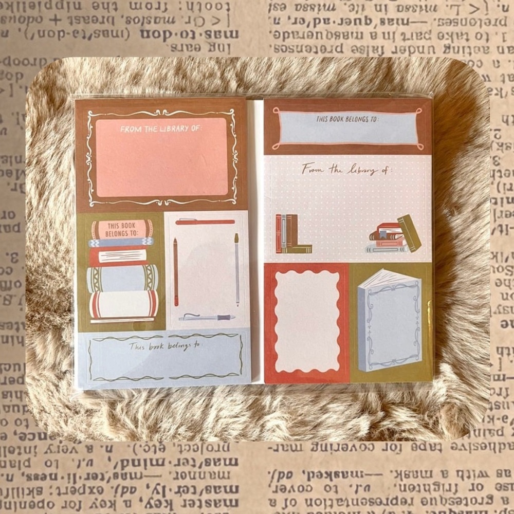(stationery) 🏷️🎉🆕 customizable library theme book lovers sticky note book set